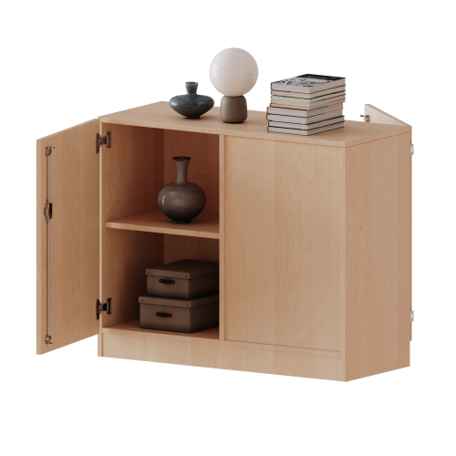 Raumteiler Schrank, 2 Ordnerhöhen - Serie evo180 B/H/T: 100x82x40 cm, 2 Türen, wechselseitig angeordnet, abschließbar, mit Sockel (81 mm)