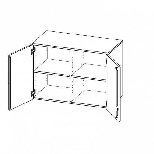 Aufsatzschrank, 2 Ordnerhöhen - Serie evo180 B/H/T: 100x72x60 cm, 2 Türen, abschließbar, mit Mittelwand