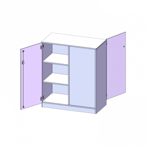 Raumteiler Schrank, 3 Ordnerhöhen - Serie evo180 B/H/T: 100x118x50 cm, 2 Türen, wechselseitig angeordnet, abschließbar, mit Sockel (81 mm)