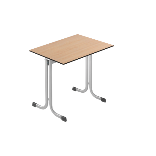 Einer-Schülertisch 70x55 cm MT50E-PU, Melaminharz- beschichtete Tischplatte mit PU-Kante B/H/T: 70x53x55 cm, mit Drahtkorb und Kunststoffablage, Tischhöhe: 53 cm