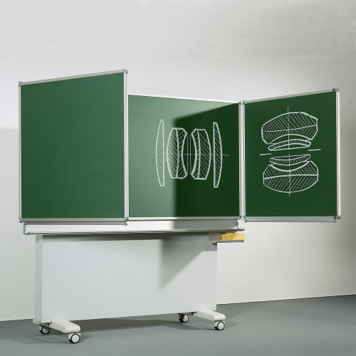 Klappschiebetafel Schultafel aus Premium Stahlemaille, Serie M-EG MF: 200x100 cm FF: 100x100 cm, fahrbar