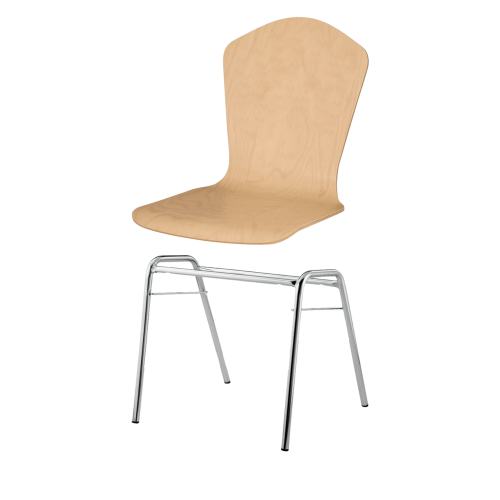Stapelstuhl mit Schale "London" und Chromgestell Sitzhöhe: 46 cm, Sitzschale London mit Gestell "Boston", verchromt