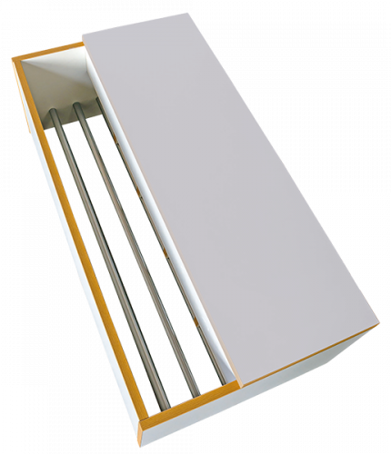 Garderobenbank mit integriertem Schuhrost und Sitztiefenverlängerung 4 Plätze, B/H/T: 80x26x52 cm, besteht aus feuerhemmendem Material