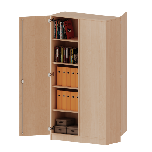 Raumteiler Schrank, 5 Ordnerhöhen - Serie evo180 B/H/T: 100x190x40 cm, 2 Türen, wechselseitig angeordnet, abschließbar, mit Sockel (81 mm)