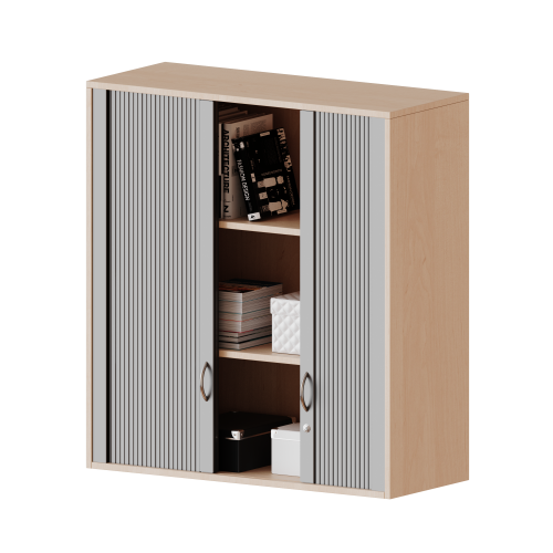 Aufsatzschrank mit Rollo, 3 Ordnerhöhen - Serie evo180 B/H/T: 120x108x40 cm, Querrollladen, abschließbar