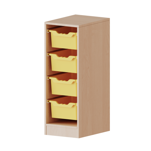 ErgoTray Regal, einreihig, 2,5 Ordnerhöhen - evo180 Serie B/H/T: 36,1x100x50 cm, fahrbar, 4 hohe ErgoTray Boxen