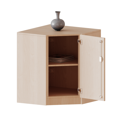 Innenecke als Schrank, 2 Ordnerhöhen - Serie evo180 B/H/T: 80x82x80 cm, Für 50 cm tiefe Schrankwände, Tür öffnet rechts, mit Sockel (81 mm)