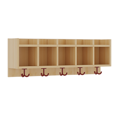 einfache Garderobenablage B/H/T: 100x34,5x20 cm, 5 Fächer, darunter 3fach-Haken, oben offene Unterteilungen