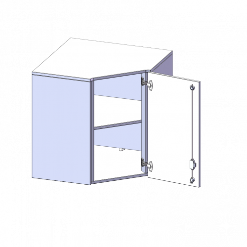 Innenecke Aufsatzschrank, 2 Ordnerhöhe - Serie evo180 B/H/T: 80x72x80 cm, Für 50 cm tiefe Schrankwände, Tür öffnet nach rechts
