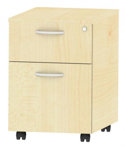 Rollcontainer fahrbar mit Zentralverriegelung B/H/T: 43x62,2x61,5 cm, Unterstell-Container mit 2 Schubladen auf Rollschubführung mit Wechselsperre