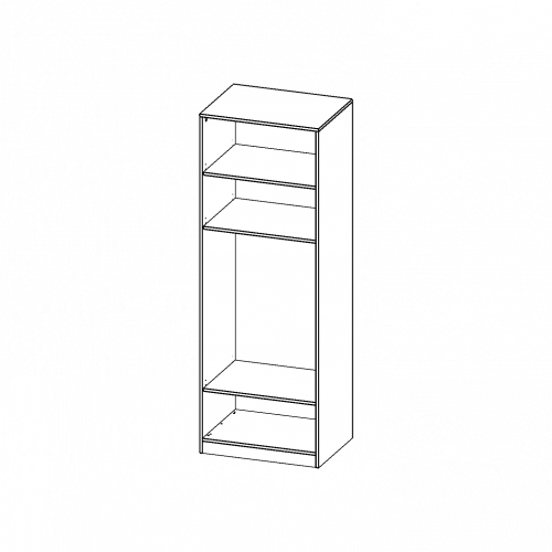 Garderobenregal,  6 Ordnerhöhen - Serie evo180 B/H/T: 80x226x60 cm, mit Garderobenstange, mit Sockel (81 mm)