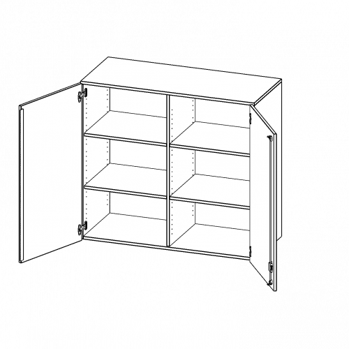 Aufsatzschrank, 3 Ordnerhöhen - Serie evo180 B/H/T: 120x108x60 cm, 2 Türen, abschließbar, mit Mittelwand