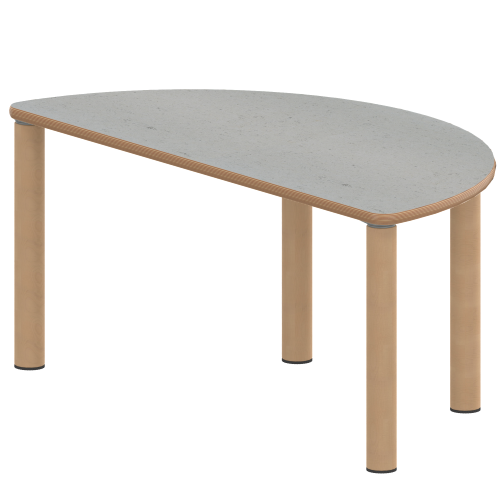 Tisch ZALOTTI mit Linoleum-Belag Halbrundtisch, B/H/T: 120x41x60 cm, Massivholzbeine Ø 60 mm, Fußvariante: Stellfuß