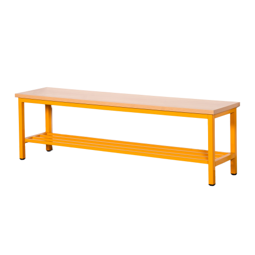 Umkleidebank mit Schuhrost und Sitzfläche in Melamin B/H/T: 100x45x35 cm, Sitzbank mit Schuhrost, Sitzfläche aus feuerhemmendem melaminharzbeschichteten Material