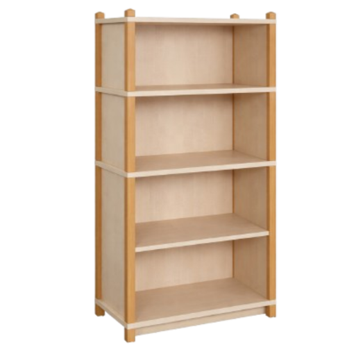Stollen-Regal mit flacher Sockelnische und 5 Fächern B/H/T: 106x160x40 cm, Regal mit 3 verstellbaren Einlegeböden, unten 3seitig geschlossen, oben offener Regalbereich