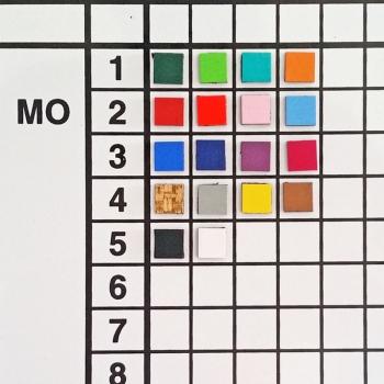 Satz Magnete mit Symbol Maße Magnet B/H/T: 10x10x2 mm, ein Satz besteht aus 30 Magneten