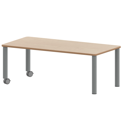Tisch ZALOTTI mit Schichtstoff-Belag Rechtecktisch, B/H/T: 120x53x80 cm, Stahlrohrbeine Ø 60 mm, Fußvariante: fahrbar, Tischbeine mit RAL-Farbe 9006 (weißaluminium)