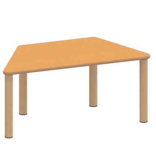Tisch ZALOTTI mit Linoleum-Belag Trapeztisch, B/H/T: 120x41x60 cm, Massivholzbeine Ø 60 mm, Fußvariante: Stellfuß