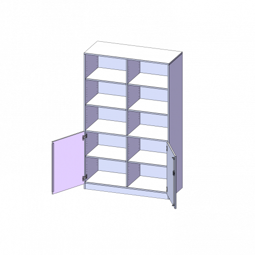 Schrank, 5 Ordnerhöhen, Türen unten (2 OH), oben 3 offene Fächer - Serie evo180 B/H/T: 120x190x60 cm, 2 Türen, abschließbar, mit Sockel (81 mm)