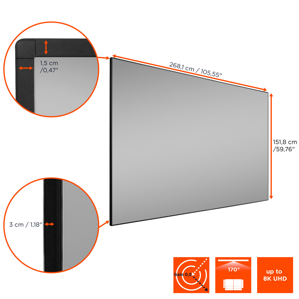 celexon CLR HomeCinema UST Hochkontrast-Rahmenleinwand V2.0 120"