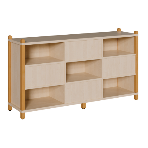 Stollen-Raumteilerregal, wechselseitig offen B/H/T: 156x80x40 cm, mit 2 Mittelwänden, 9 Fächer