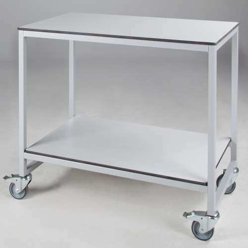 Vorbereitungswagen mit 2 Ablagen aus Vollkernplatte B/H/T: 100x90x60 cm, Plattendekor und Gestellfarbe nach Wahl