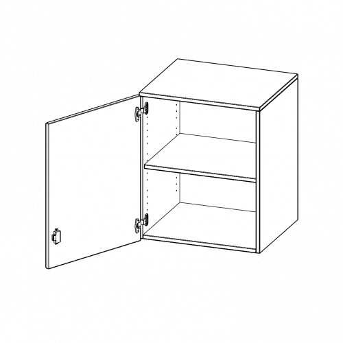 Aufsatzschrank, 2 Ordnerhöhen - Serie evo180 B/H/T: 60x72x50 cm, 1 Tür, abschließbar, Tür öffnet nach links