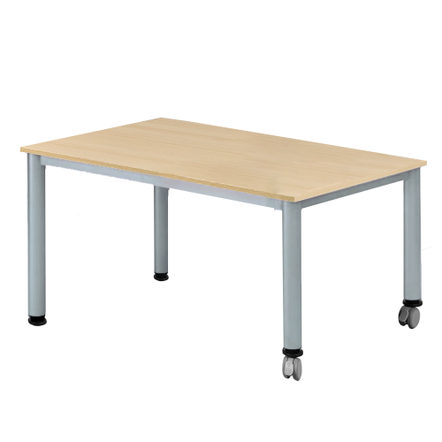 fahrbarer, höhenverstellbarer Rechtecktisch B/H/T: 160x58-72x80 cm, Melaminplatte mit ABS-Kante