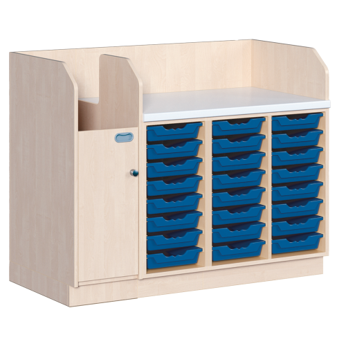 Wickelkommode, vierreihig B/H/T: 143x113x71,5 cm, Integrierter Aufgang links, 24 Boxen rechts