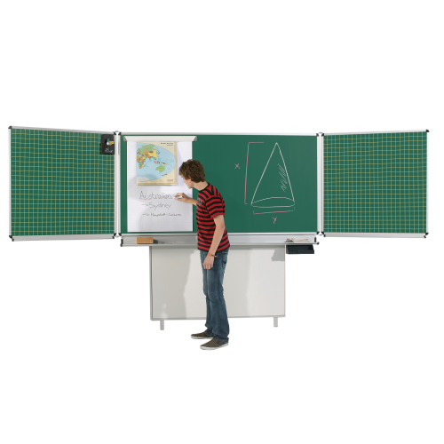 Wandtafel Schultafel aus Stahl, Serie FZ ST, grün MF: 200x100 cm, FF: 100x100 cm