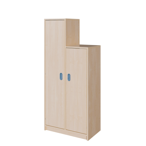 Korpus-Schrank "SideStep", beidseitig Türen B/H/T: 70,5x120/160x40 cm, mit stufenartiger Kontur, hohe Seite links