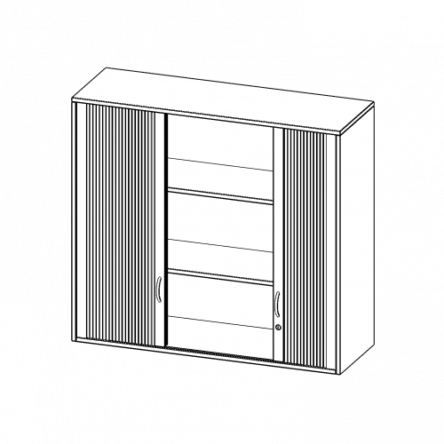 Aufsatzschrank mit Rollo, 3 Ordnerhöhen - Serie evo180 B/H/T: 120x108x40 cm, Querrollladen, abschließbar