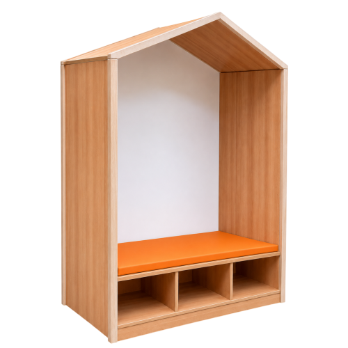 Lernhaus mit Sitzfläche auf Fächern B/H/T: 160x196,5x80 cm, als offenes Rückzugshaus mit Polstermatte über 3 Fächern, Sitzhöhe 38 cm