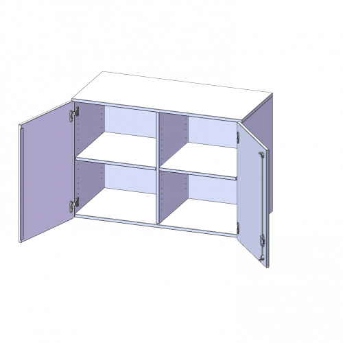 Aufsatzschrank für ErgoTray Serie, 2 Ordnerhöhe - Serie evo180 B/H/T: 138,7x72x60 cm, zwei Türen, mit Mittelwand