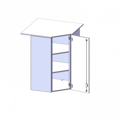 Innenecke Aufsatzschrank, 3 Ordnerhöhen - Serie evo180 B/H/T: 90x108x90 cm, Für 60 cm tiefe Schrankwände, Tür öffnet nach rechts