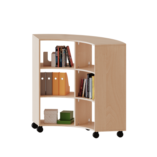Fahrbares Viertelkreisregal - Serie evo180 B/H/T: 139,6x118x40 cm, 3 Ordnerhöhen, ohne Rückwand