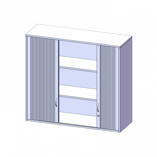 Aufsatzschrank mit Rollo, 3 Ordnerhöhen - Serie evo180 B/H/T: 120x108x40 cm, Querrollladen, abschließbar