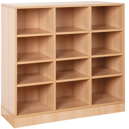Offenes Regal mit 12 Fächern & Mittelwänden B/H/T 98 x 98 x 40cm, Dekor wählbar, auf Standfuß