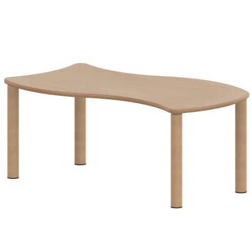 Tisch ZALOTTI mit Schichtstoff-Belag Wellen-Rechtecktisch, B/H/T: 120x46x60 cm, Massivholzbeine Ø 60 mm, Fußvariante: Stellfuß
