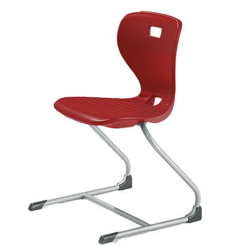 Ergostar Freischwinger Schulstuhl Sitzschalenfarbe Weinrot, Sitzhöhe 35 cm