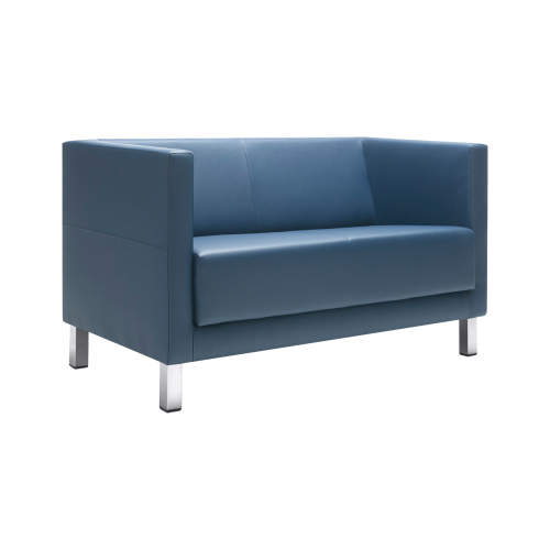 SIT!Box 2er Sofa mit Armlehne mit Armlehne, 4-Fuß Gestell in weißalu, Breite 123 cm Höhe 71 cm Tiefe 68 cm