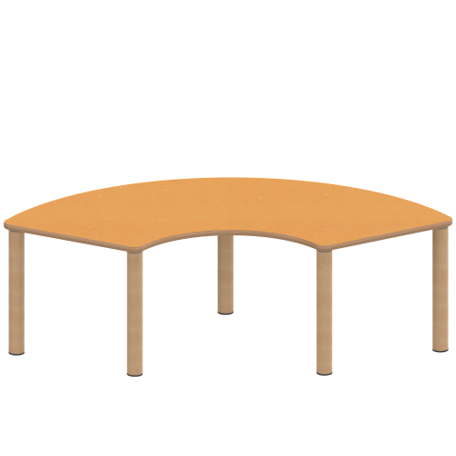 Tisch ZALOTTI mit Linoleum-Belag Drittelkreistisch, B/H/T: 173x41x80 cm, Massivholzbeine Ø 60 mm, Fußvariante: Stellfuß