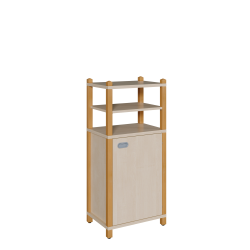 Stollen-Schrank, 1-türig B/H/T: 56x120x40 cm, Schrank mit 3 verstellbaren Einlegeböden bzw. 5 Fächern, oben offenes Regal, Tür öffnet nach rechts
