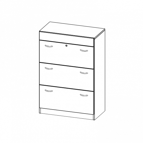 Hängeregisterschrank, 3 Ordnerhöhen - Serie evo180 B/H/T: 80x118x40 cm, 3 Auszüge, abschließbar, mit Sockel (81 mm)