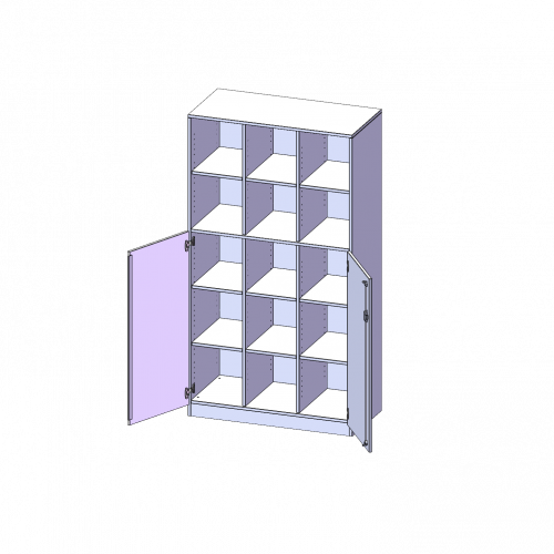 ErgoTray Kombi-Schrank, dreireihig, 5 Ordnerhöhen - evo180 Serie B/H/T: 104,5x190x50 cm, 3 OH unten mit Türen, oben 2 OH Regal, mit Sockel (81 mm), mit 2 Mittelwänden
