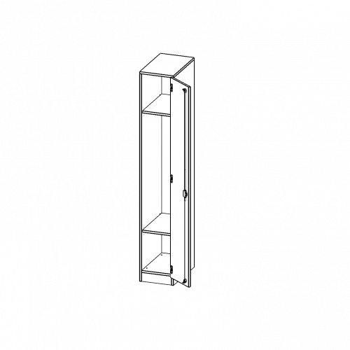 Spind Schrank, 5 Ordnerhöhen - Serie evo180 B/H/T: 30,5x190x50 cm, 1 durchgehende Tür, Tür öffnet rechts, mit Sockel (81 mm)