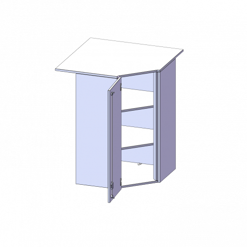 Innenecke Aufsatzschrank, 3 Ordnerhöhen - Serie evo180 B/H/T: 90x108x90 cm, Für 60 cm tiefe Schrankwände, Tür öffnet nach links