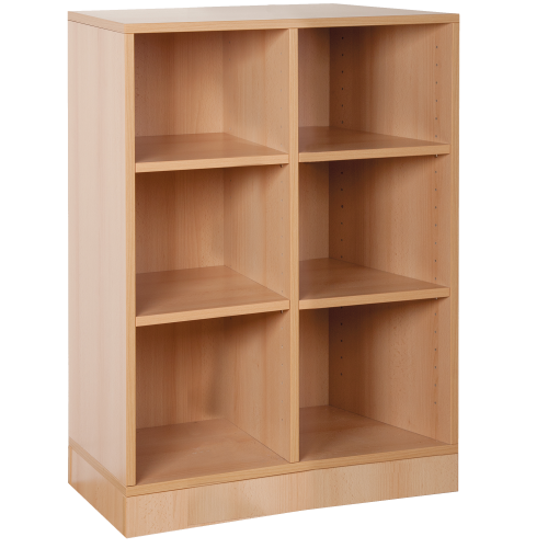 Offenes Regal mit 6 Fächern & Mittelwand B/H/T 66 x 98 x 40cm, Dekor wählbar, auf Rollen