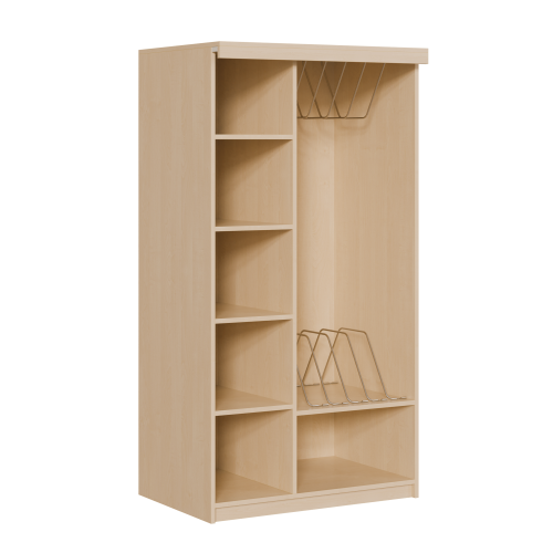 Liegepolsterregal mit Vorhang für 130-150 cm lange Polster, mit Fächern B/H/T: 100x190x72 cm, für bis zu 6 Matratzen, Bettwäschefächer, in Korpusbauweise