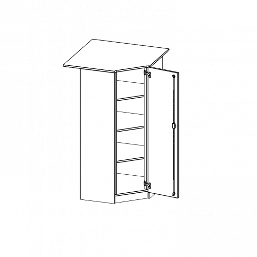Innenecke als Schrank, 4 Ordnerhöhen - Serie evo180 B/H/T: 80x154x80 cm, Für 50 cm tiefe Schrankwände, Tür öffnet rechts, mit Sockel (81 mm)
